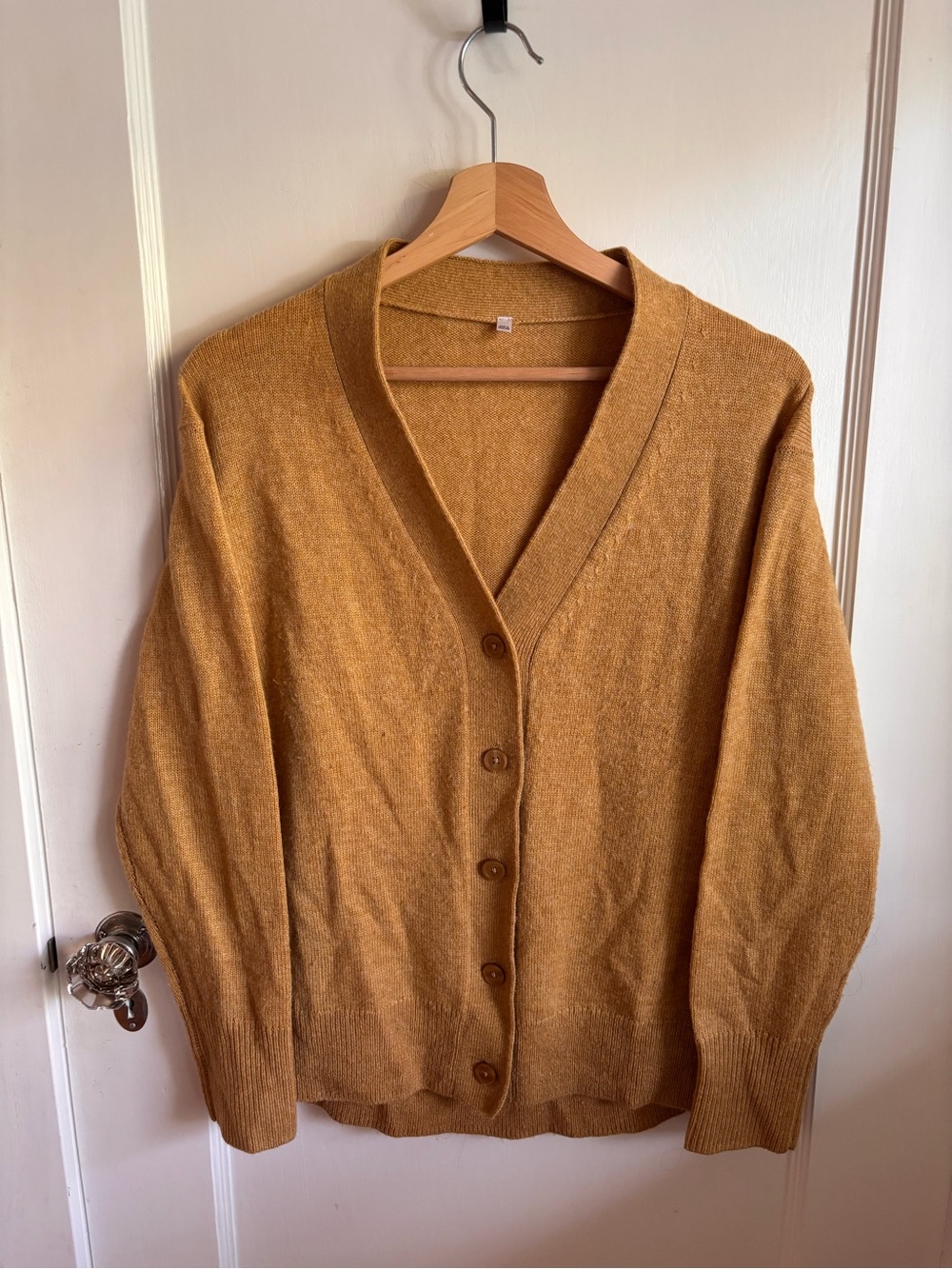 Muji Women's Mustard Button-Front V-Neck Cardigan
